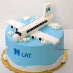 niebieski tort z samolotem