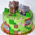 tort minecraft z krową i psem