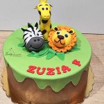 tort z żyrafą lwem i zebrą