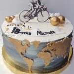 tort dla rowerzysty z mapą świata